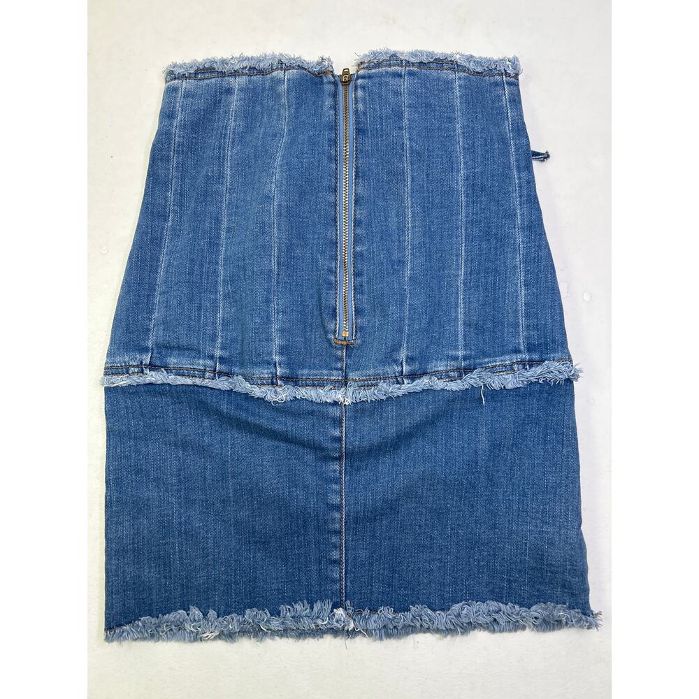 Bardot X Revolve High Corset Waist Denim Skirt in Size 26. - Picture 6 of 9